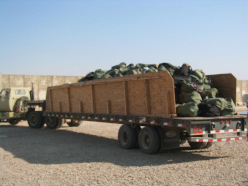 truck with all our bags arriving at Balad.JPG